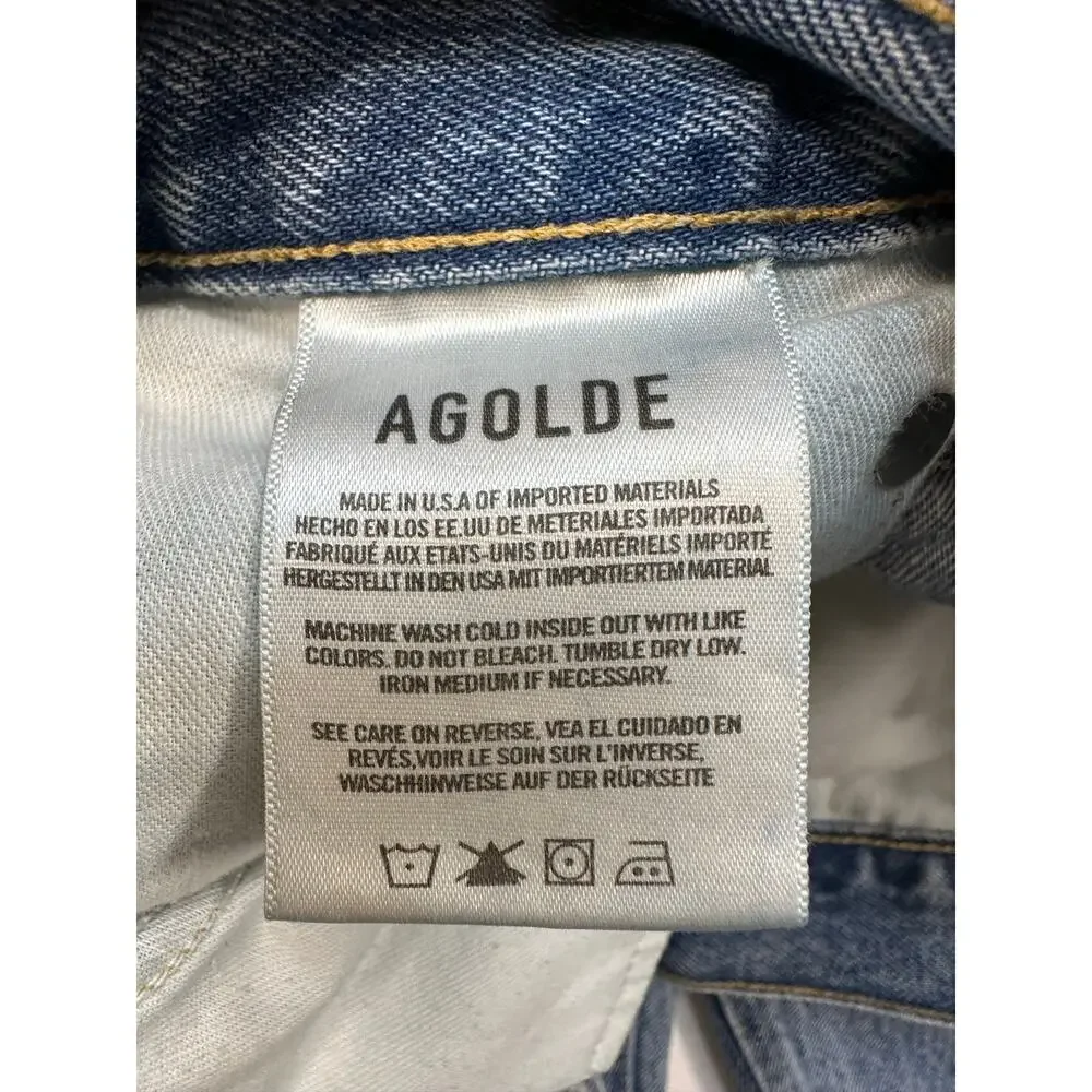 AGOLDE 90’s Distressed Relaxed Straight Leg High Rise Denim Jeans Size 27